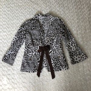 Contrast Ladies PS Jacket Brown Animal Print Cotton Stretch Top